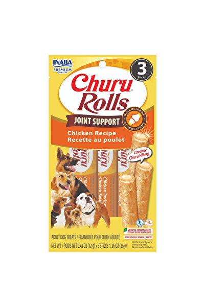 Inaba Churu Rolls Joint Support cu pui și glucosamină pentru câini, 3 × 12 g,...