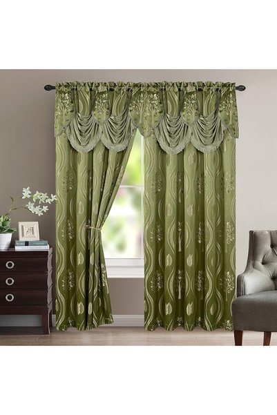 Elegant Comfort Luxurious Beautiful Curtain Panel Set with Attached Valance a...