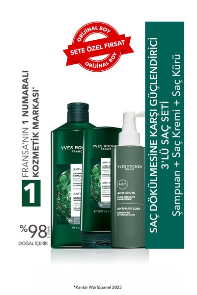 Yves Rocher Saç Dökülmesine Karşı Güçlendirici 3'lü Saç Seti-Şampuan 300 ml &...