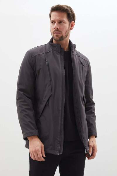 Fulla Moda Zippered Stand Collar Regular Softshell Coat