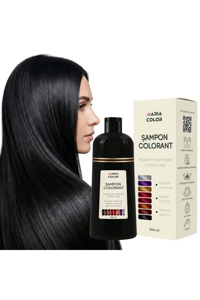 MARIACOLOR Șampon pentru colorarea părului alb, 500 ml - Negru