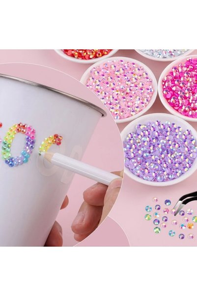 KAZUKO Colorful Crystal Glass Stone Kit for Decorations and DIY Crafts with Glue - 12 Colors