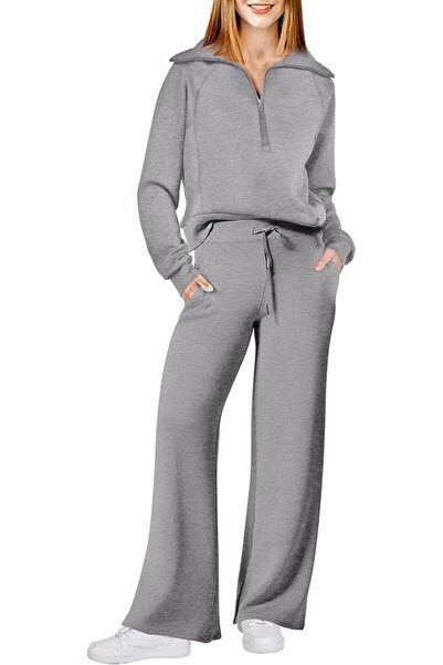 GENERAL Women's Two Piece Outfits Sweatsuit Sets Oversized Half Zip Sweatshir...