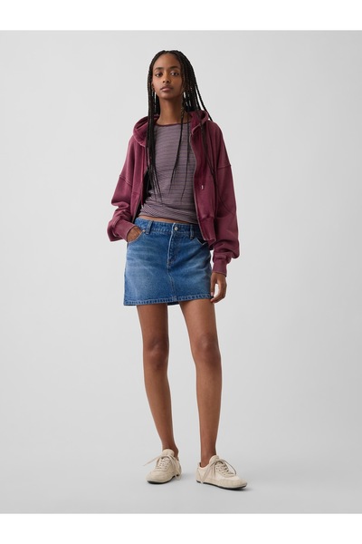 GAP Kadın Mavi Denim Mini Etek