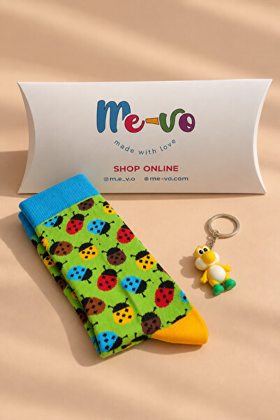 Mevo مجموعة خاصة من الجوارب المزينة بنمط الدعسوقة للجنسين مع هدية سلسلة مفاتي...