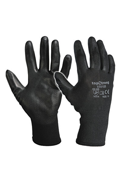 TopStrong Manusi poliuretan- negru, marime 10