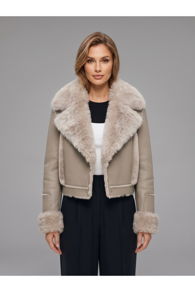 PAOLO FRAMINCO KM5008-2279 AÇIK GRI GERÇEK CEKET