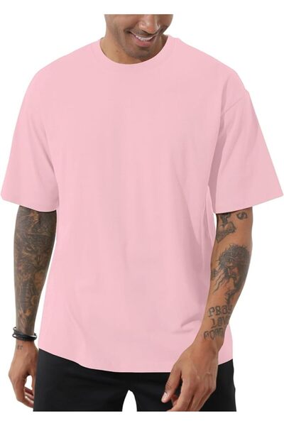 GENERAL Men's Fashion Loose Fit Crewneck Solid T-Shirt Athletic Lightweight S...