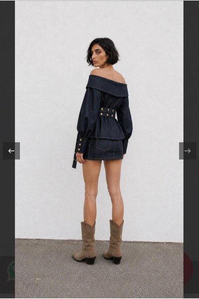 Bak'ap Cămașă din denim cu design premium, cu guler asimetric și detalii cu capse