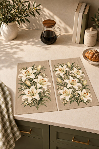 Evmila Lily Grace Lily Patterned 2-Piece Kitchen Towel Set 35X55