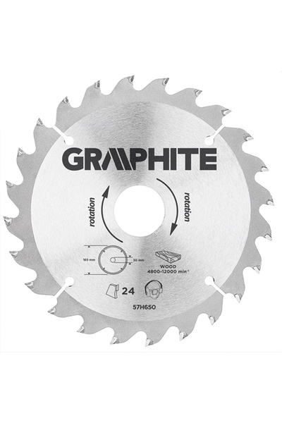 graphite Panza ferastrau circular 24 dinti varfuri HM 165x30mm 57H650