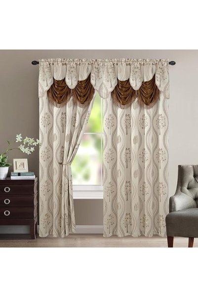 Elegant Comfort مجموعة ستائر فاخرة وجميلة مع كشكشة مرفقة وطبقة خلفية مقاس 54 ...