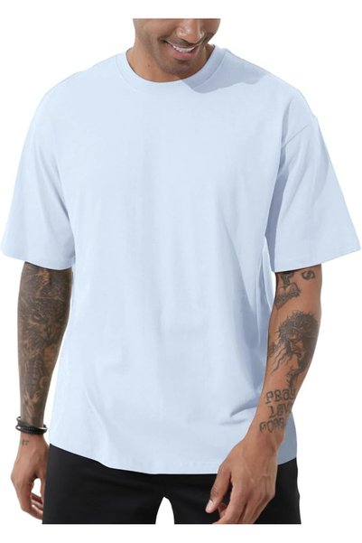 GENERAL Men's Fashion Loose Fit Crewneck Solid T-Shirt Athletic Lightweight S...