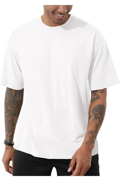 GENERAL Men's Fashion Loose Fit Crewneck Solid T-Shirt Athletic Lightweight S...