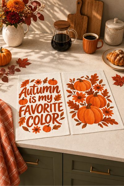 milbaygrup Autumn Edit Autumn Flower Patterned 2-Piece Kitchen Towel Set 35X55