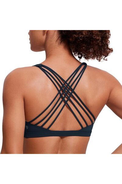 CRZ YOGA Strappy Sports Bras for Women Cross Back Sexy Padded Yoga Bra Tops C...