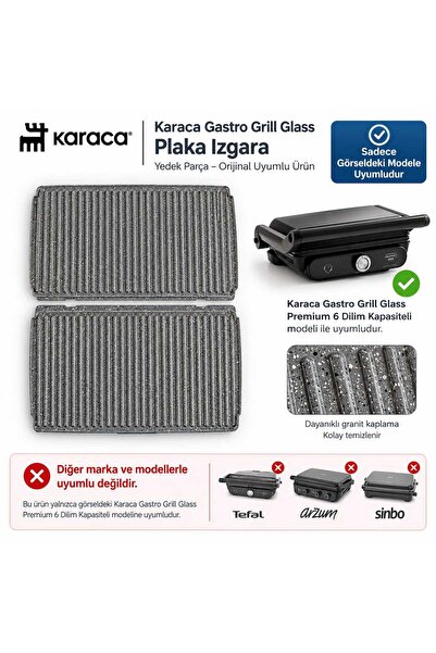 Karaca GASTRO GRILL GLASS PREMIUM 6 DİLİM KAPASİTELİ TOST MAKİNASI PLAKA (2 ADET)