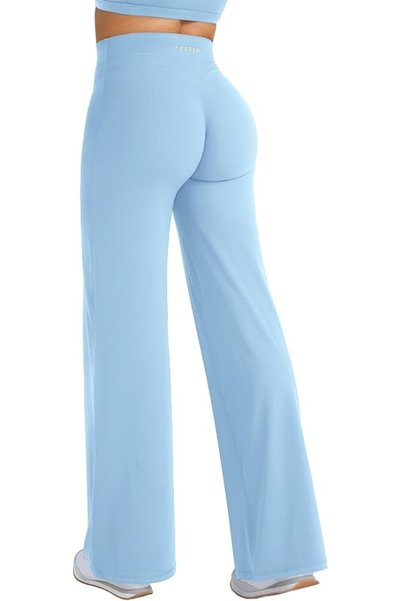 GENERAL YEOREO Straight Leg Workout Leggings Hidden Scrunch High Waist Gym Pa...