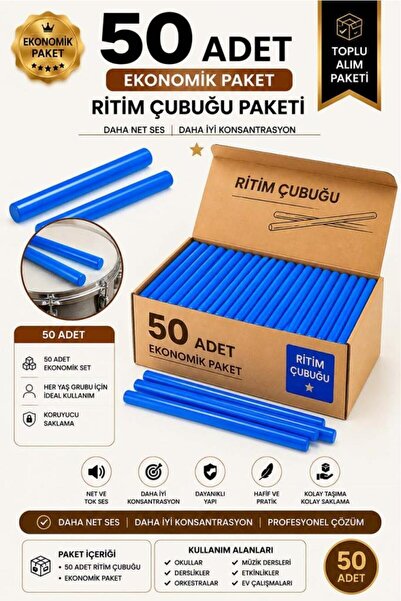 Örf-BT-25BL-25X Mavi Ritim Çubuğu Örf Aletleri Seti 25 cm Karbon Fiber Toptan Paket (25 Çift Tek Renk)