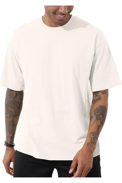 GENERAL Men's Fashion Loose Fit Crewneck Solid T-Shirt Athletic Lightweight S...