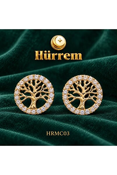 Generic Brand Cercei Hürrem din aur 14K cu șurub, Arborele Vieții și pietre a...