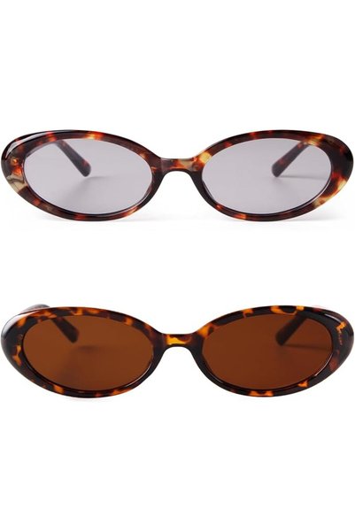 GENERAL JUDOO Tiny Small 90s Sunglasses for Women Men Retro Oval Tinted Glasses