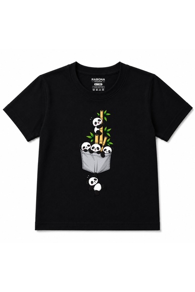 Rabona Fashion Panda Pocket Crew Bamboo Adventure Graphic Kids T-Shirt