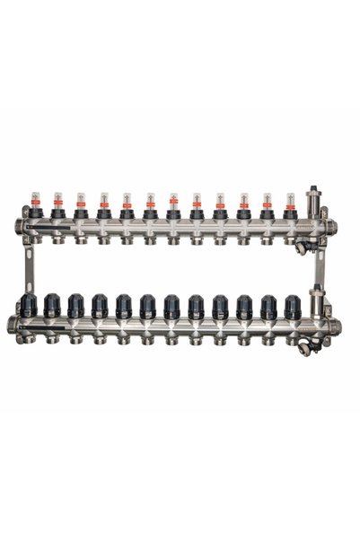 ANTBRO Distribuitor din Inox cu Debitmetru, 12 Cai, 1" x 3/4", Lungime 731 mm...