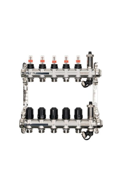 ANTBRO Distribuitor din Inox cu Debitmetru, 5 Cai, 1" x 3/4", Lungime 381 mm,...