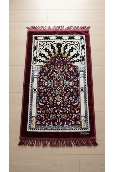Generic Brand Premium Quality Velvet Prayer Rug with Traditional Turkish Desi...