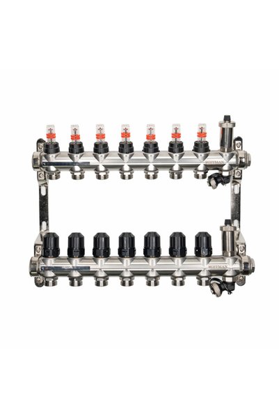 ANTBRO Distribuitor din Inox cu Debitmetru, 7 Cai, 1" x 3/4", Lungime 481 mm,...