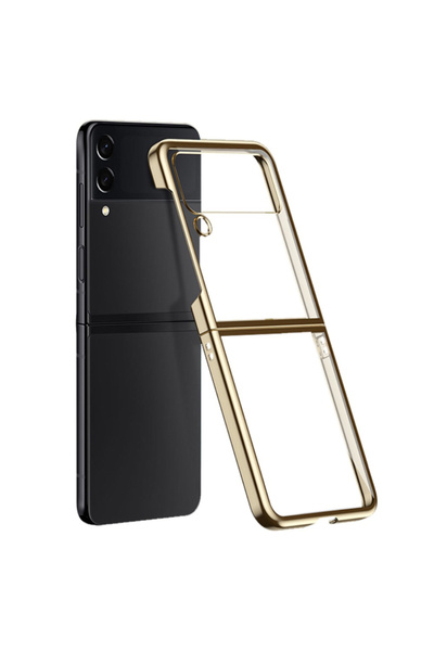 ERBORD Carcasă cu ramă placată galvanic pentru Samsung Galaxy Z Flip 4 5G, Auriu