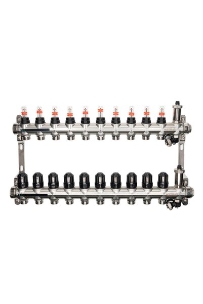 ANTBRO Distribuitor din Inox cu Debitmetru, 10 Cai, 1" x 3/4", Lungime 631 mm...