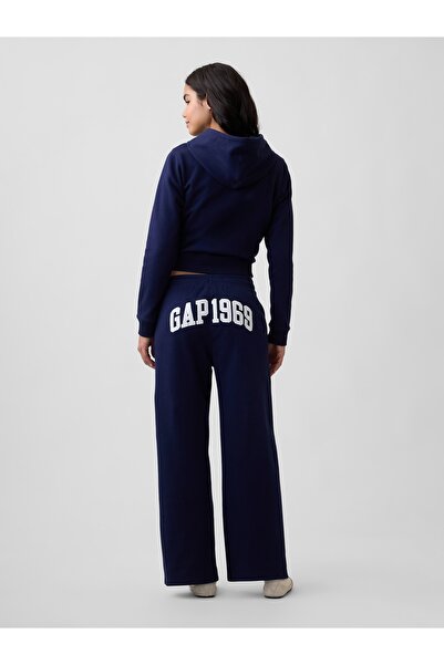 GAP Kadın Lacivert Grafik Straight-Leg Eşofman Altı