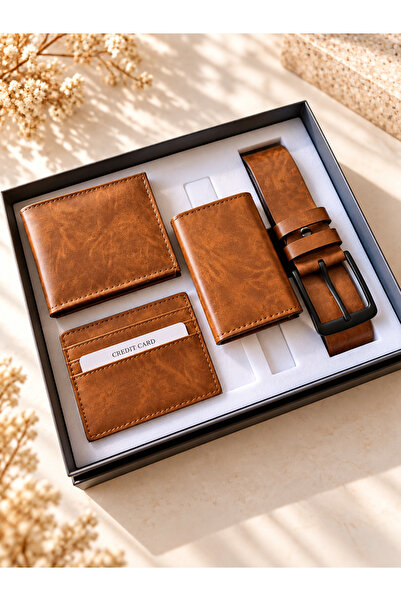 wesscollection Men's Wallet, Belt, Card Holder and Mechanism Wallet Set, Boxe...