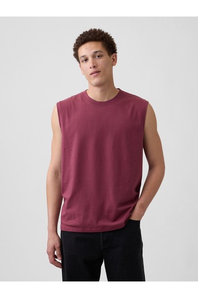 GAP Erkek Bordo Everyday Soft Relaxed Muscle Kolsuz T-Shirt