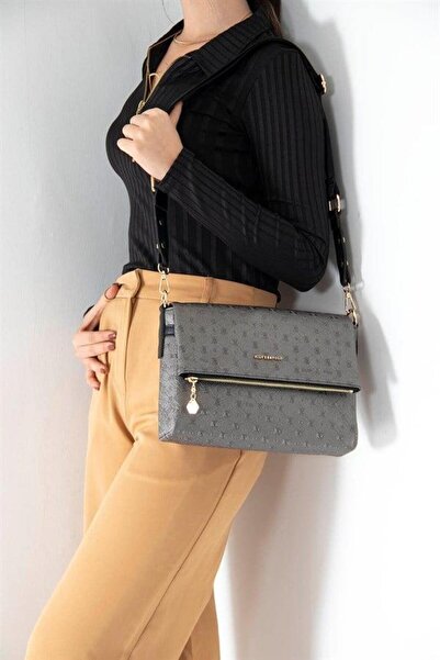 Silver Polo بلاتينيوم Nv963 - حقيبة كروس نسائية سوداء
