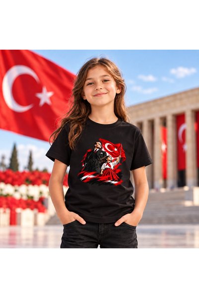 WİDİ تي شيرت للأطفال مطبوع عليه أتاتورك والعلم التركي بمناسبة يوم الجمهورية ف...