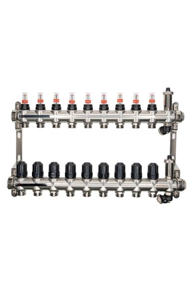 ANTBRO Distribuitor din Inox cu Debitmetru, 9 Cai, 1" x 3/4", Lungime 581 mm,...