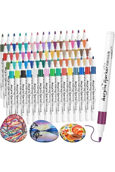 KASTWAVE 60 Colours Acrylic Paint Pens, Waterproof, Non-Toxic, Odorless Perma...