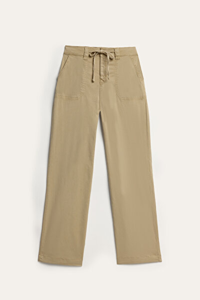 Mudo Women's Beige Straight Fit Pants