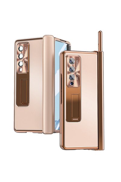 ERBORD Husă cu sticlă pentru Samsung Galaxy Z Fold 4 5G, Aliaj Premium, Aur Roz