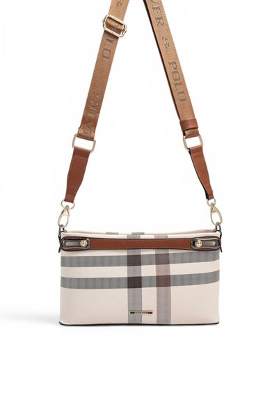 Silver Polo Cream - Tan Plaid Women's Crossbody Bag Sp1288
