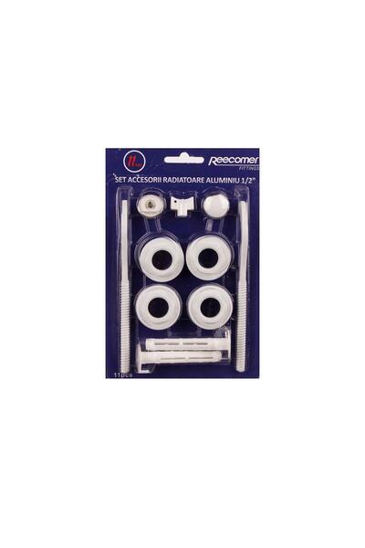ANTBRO Set Accesorii Radiator Aluminiu, Otel, 4 Reductii 1 x 1/2" Dreapta/Sta...