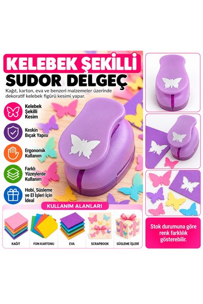 Mçb Group Kelebek Desenli Şekilli Orta Boy Südor Delgeç | Kağıt Fon Kartonu Eva Delgeç | Scrapbook Hobi Delgec