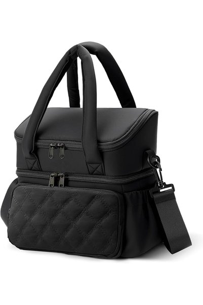 NIUBIER Lunch Bag for Adult, Double Deck Lunch Box With Quilted Lunch Tote, I...