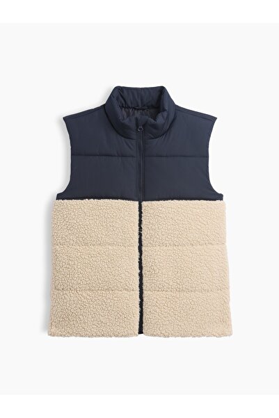 GAP Erkek Çocuk Lacivert Relaxed Sherpa Puffer Şişme Yelek