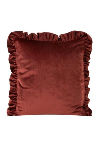 Eurofirany Fata de perna decorativa Velvet-25 45x45 rosu caramiziu cu volane