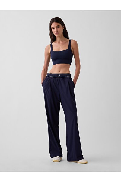 GAP Kadın Lacivert GapFit Pileli Easy Logo Pantolon