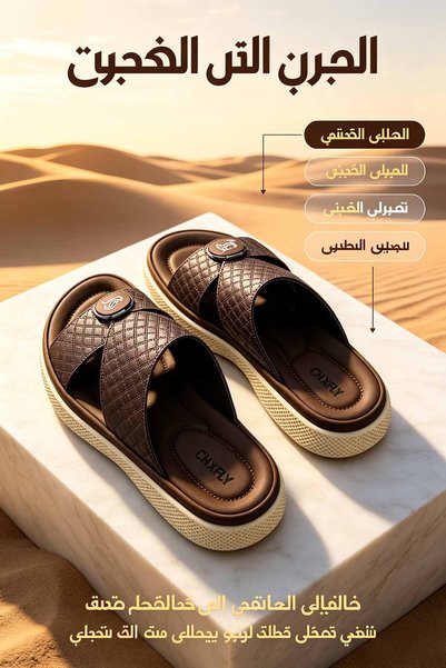 Saudi Step شباشب رجالية حضرية مصنوعة في السعودية، مسامية بجزء علوي ناعم وحزام...